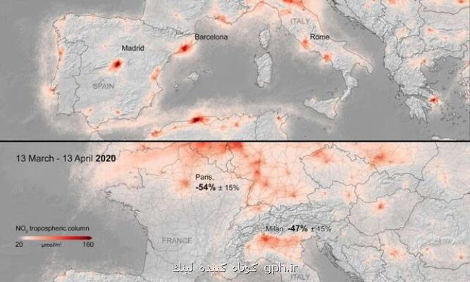 ادامه روند كاهش آلودگی هوا در اروپا به دنبال شیوع كووید-۱۹